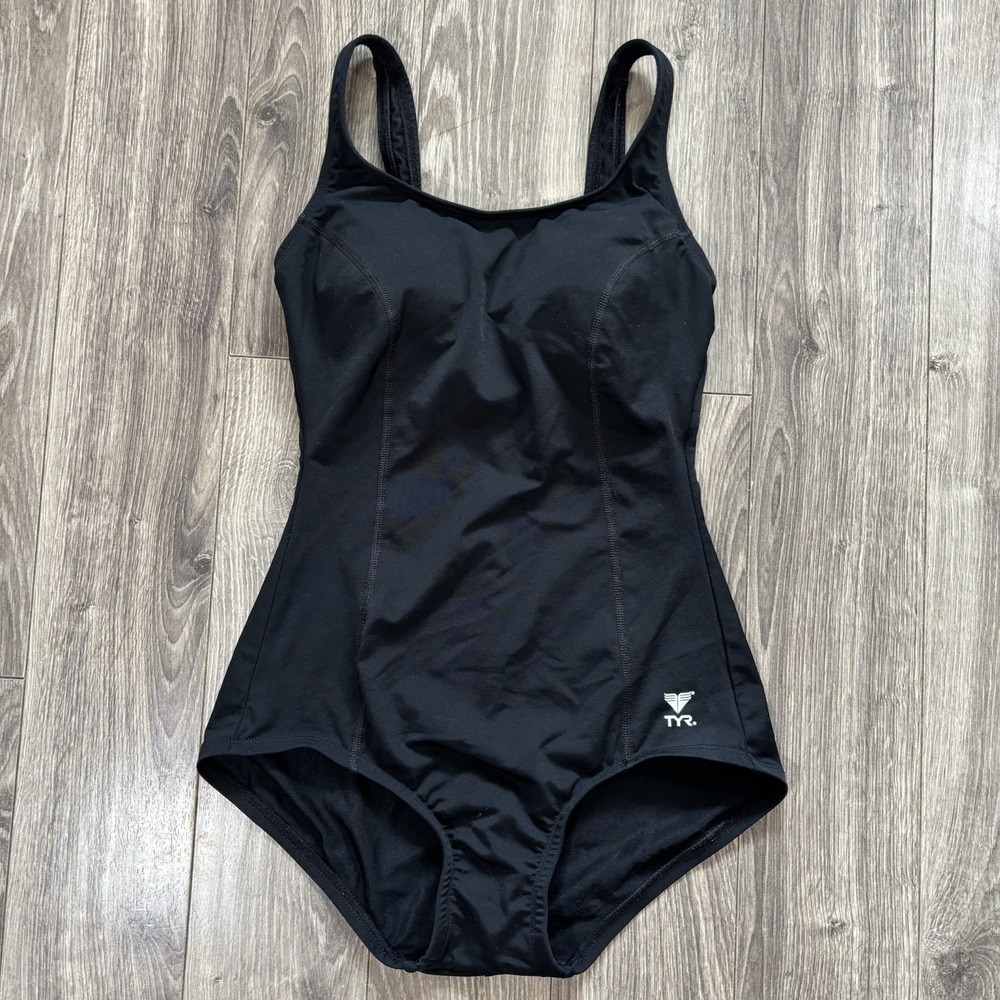 TYR One Piece Swimsuit Womens Size 10 Black Athletic Training‎ Swimwear Pool ATP
